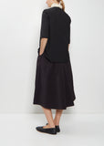 Cotton Contrast Ruffle Collar Top