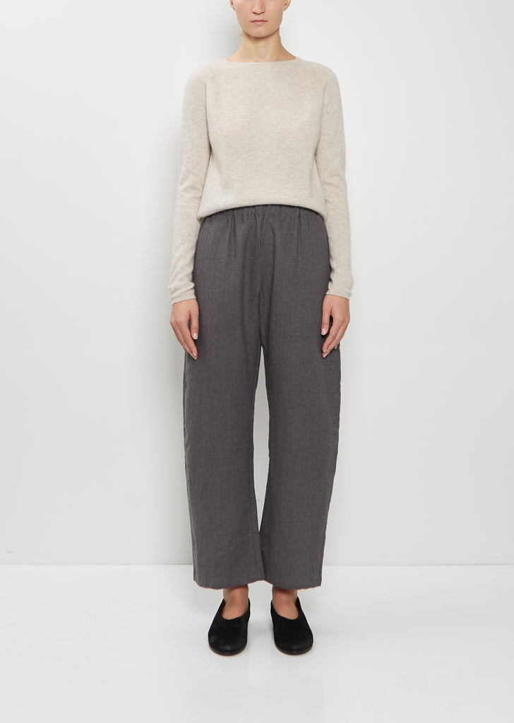 Linen Wool Wide Pull On Pant — Stone