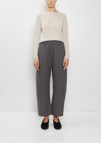 Linen Wool Wide Pull On Pant — Stone