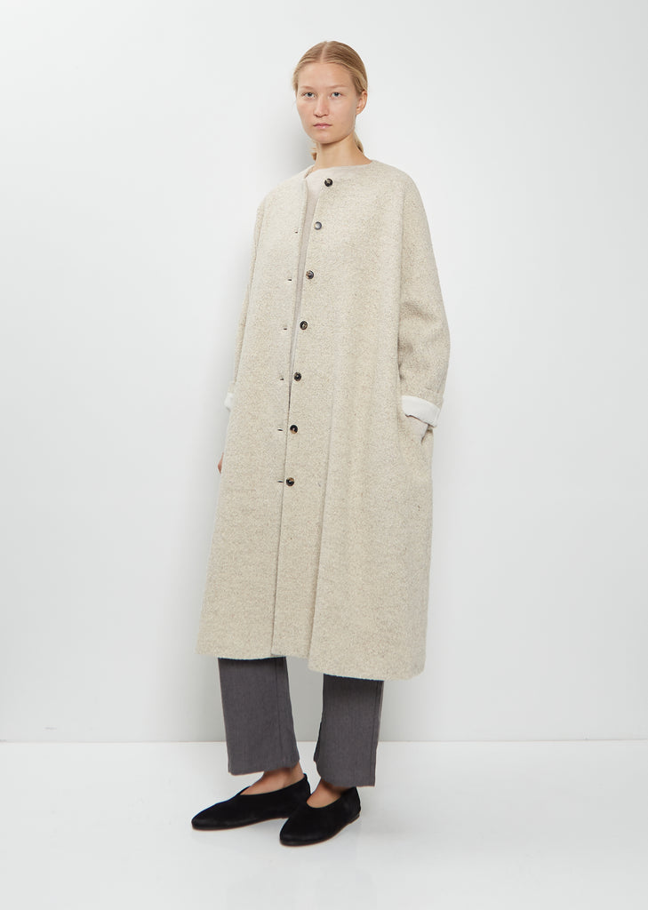 Wool Cotton Collarless Coat