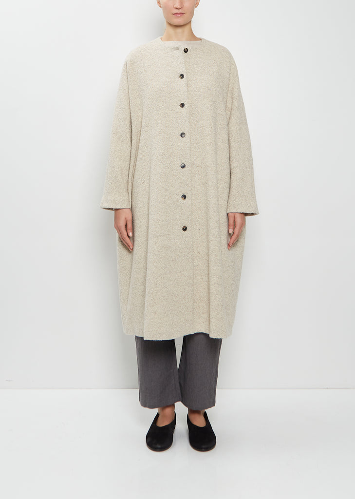 Wool Cotton Collarless Coat
