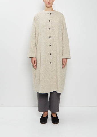 Wool Cotton Collarless Coat