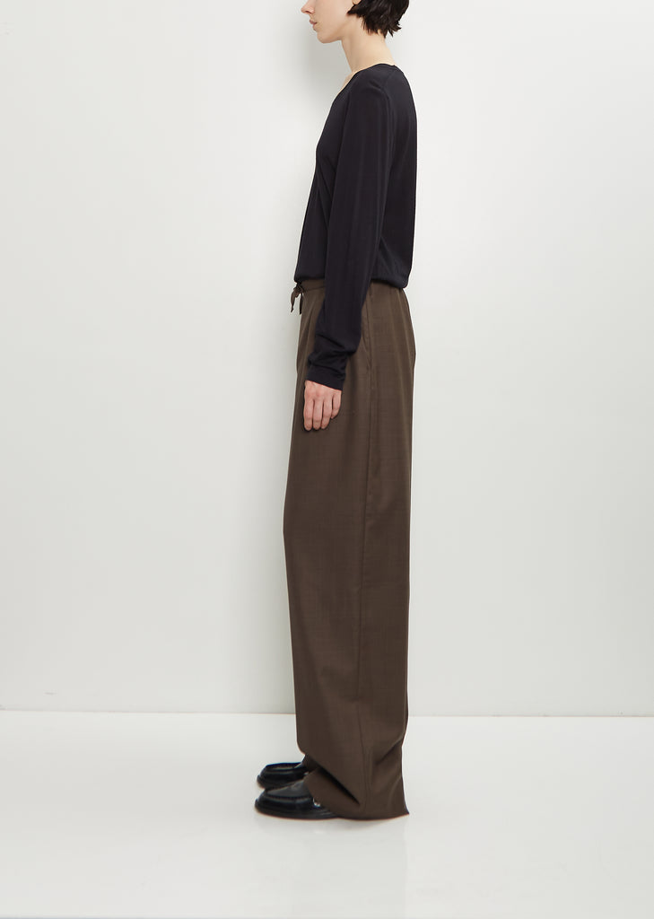 Cove Wool Wide Pants — Brown Melange