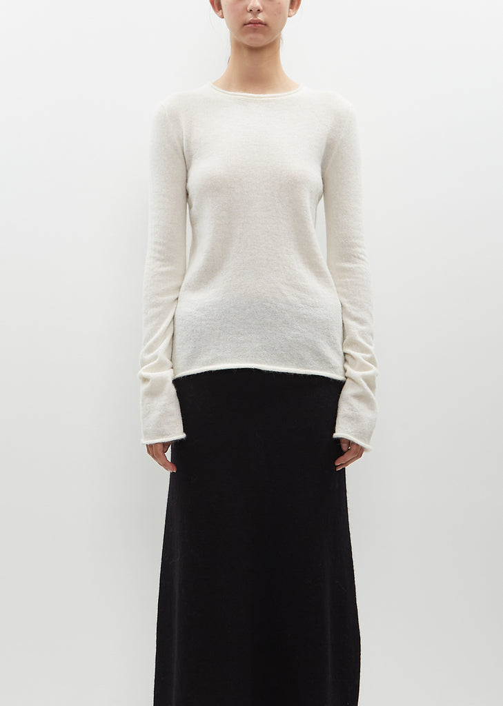 Alpaca Knit Crewneck Sweater — Raw White