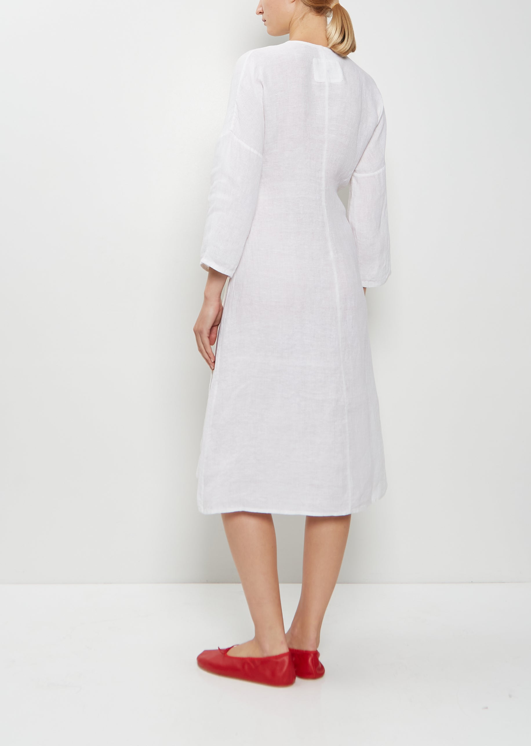 white wrap dress linen White Linen Wrap Midi Dress for Women Effortless Elegance