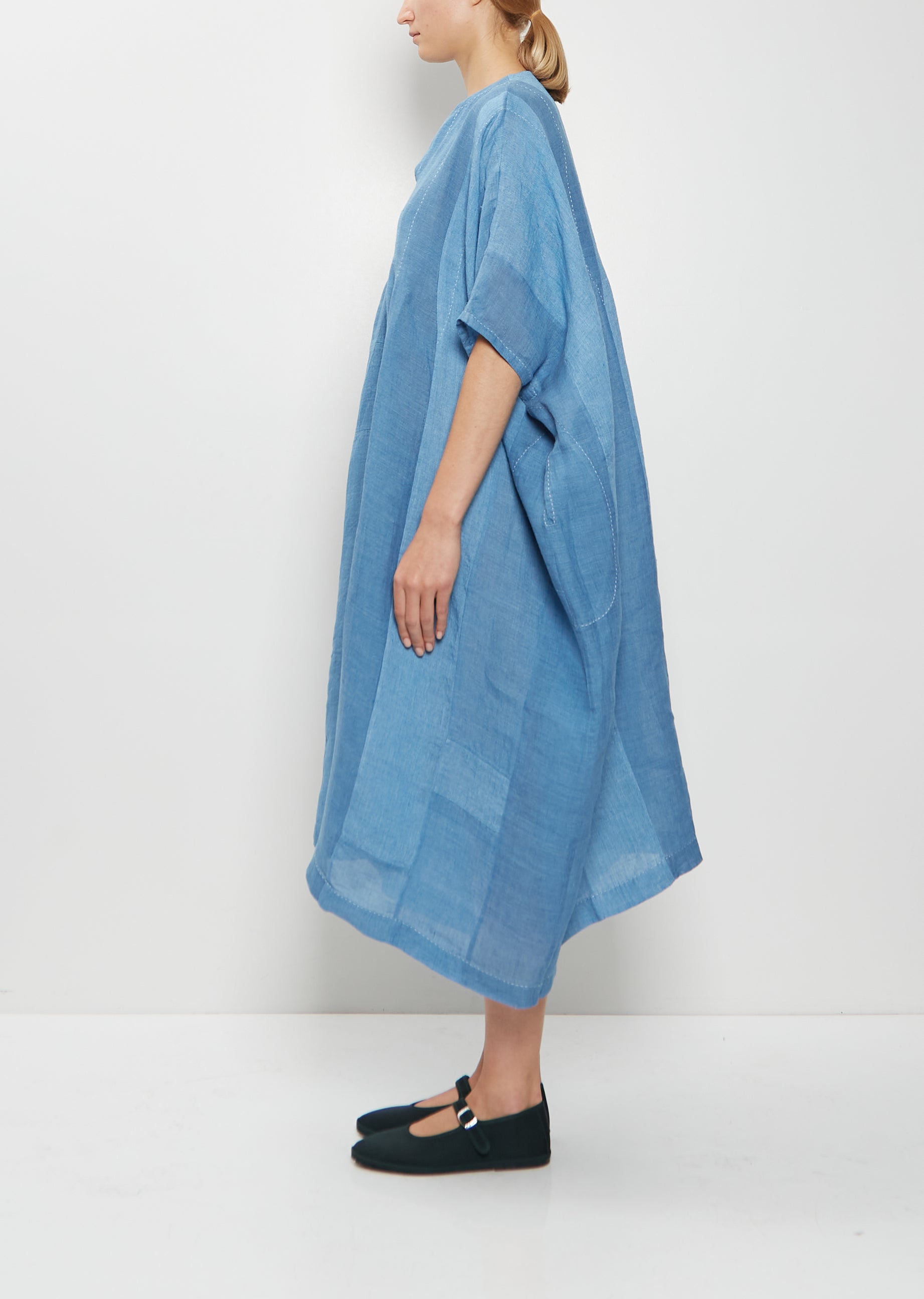 Yoruba Handwoven Linen Tunic Dress Denim La Garonne Yoruba Handwoven Linen Tunic Dress Denim La Garonne