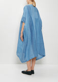 Yoruba Handwoven Linen Tunic Dress — Denim