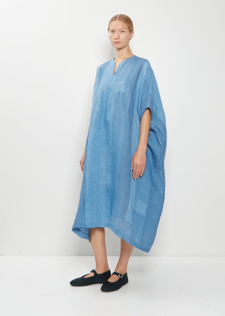 Yoruba Handwoven Linen Tunic Dress — Denim