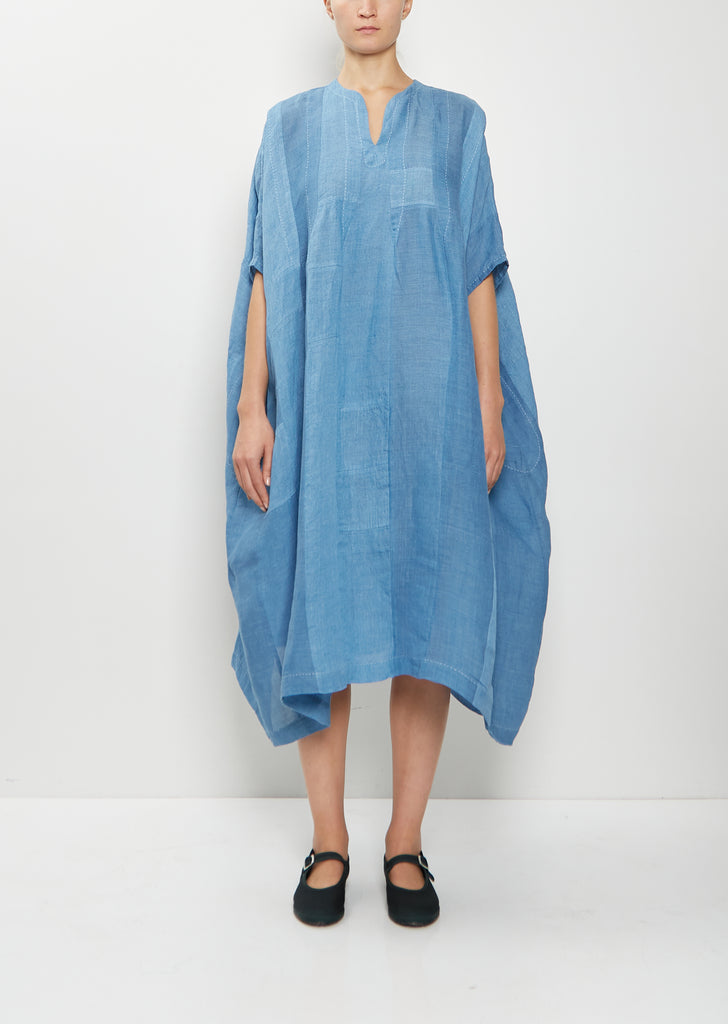 Yoruba Handwoven Linen Tunic Dress — Denim