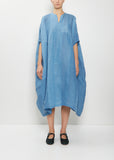 Yoruba Handwoven Linen Tunic Dress — Denim