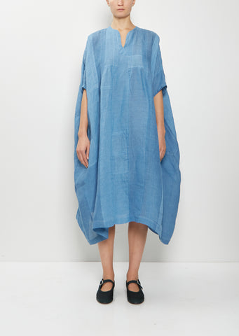 Yoruba Handwoven Linen Tunic Dress — Denim