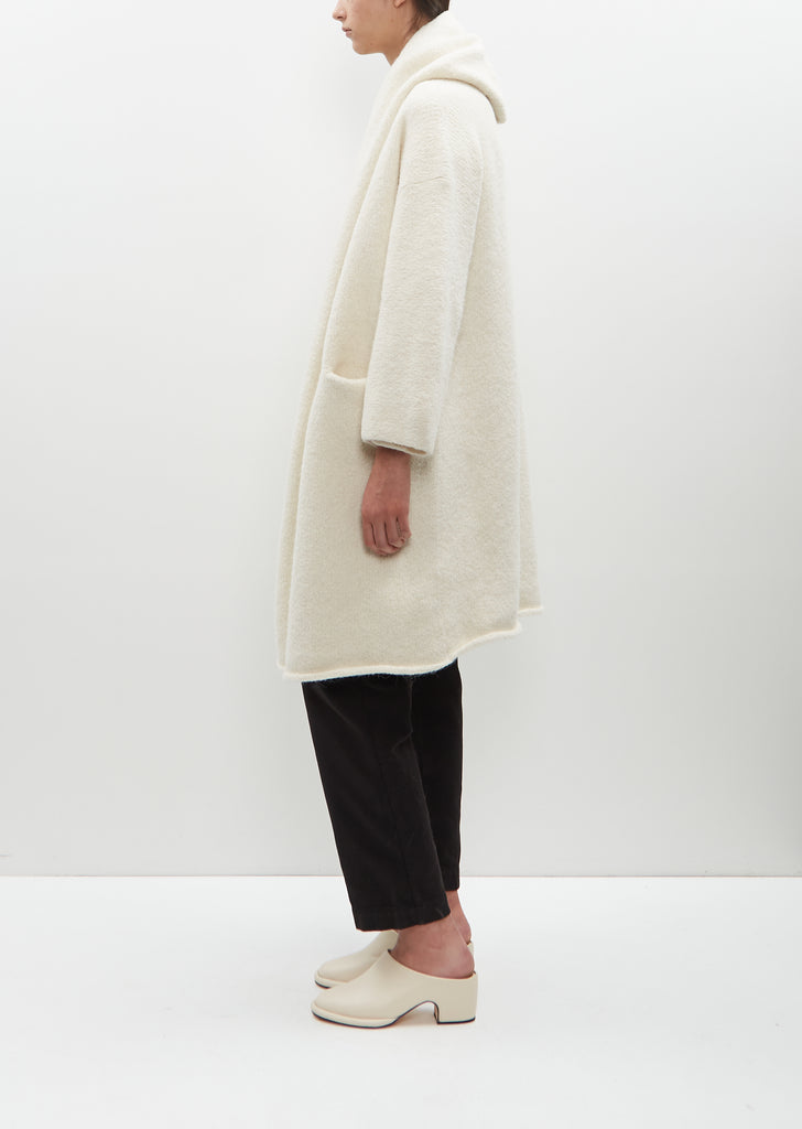 Alpaca Knit Capote Coat — Raw White