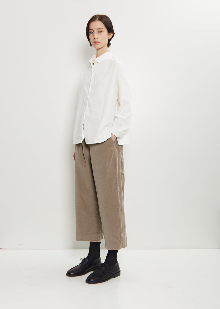 Velvet Short Collar Shirt — Milk