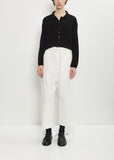 Velvet Cropped Wide Trousers — Milk