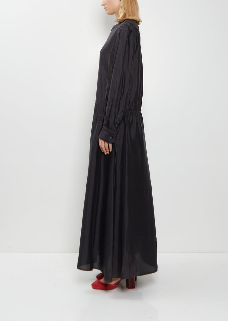 Button Silk A-line Dress