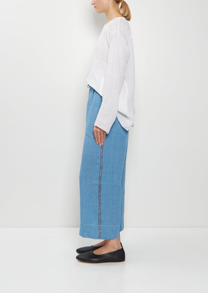 Velvet Ribbon Handwoven Linen Pants — Denim