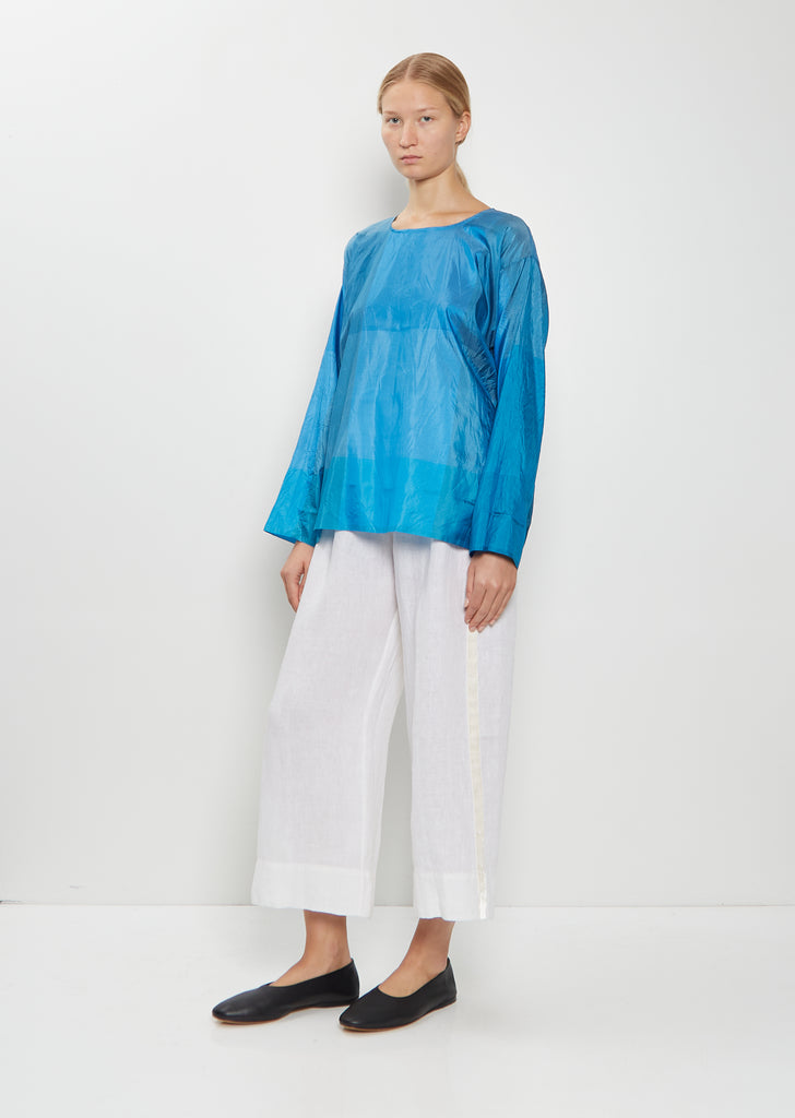 Velvet Ribbon Handwoven Linen Pants — Rice