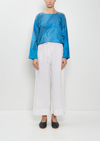 Velvet Ribbon Handwoven Linen Pants — Rice