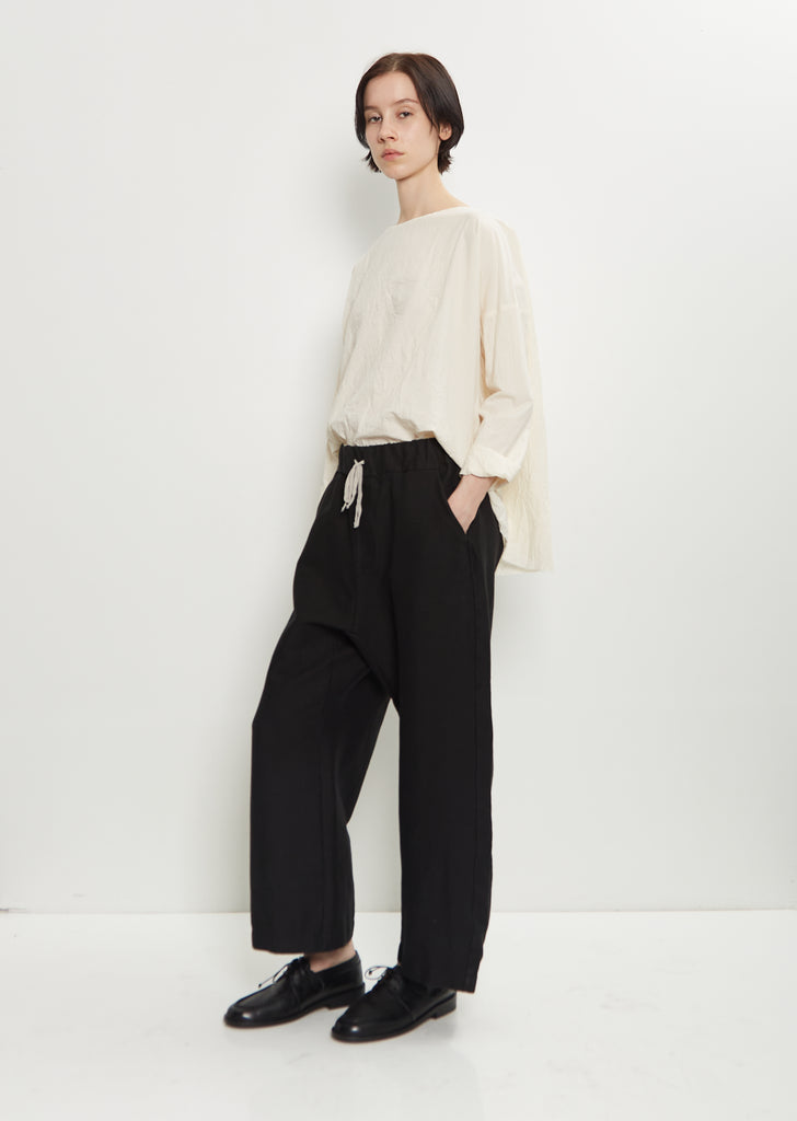 Stretch Wool Cotton Wide Trousers