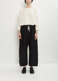 Stretch Wool Cotton Wide Trousers