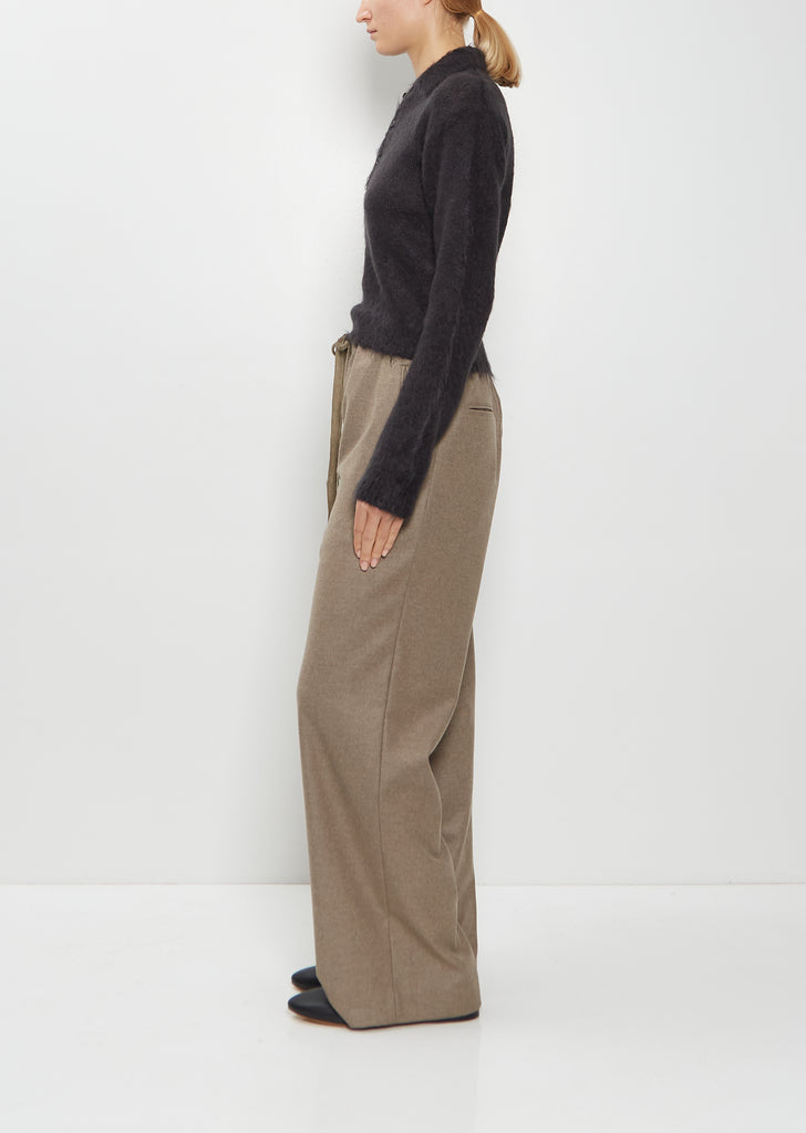 Brushed Mohair Knit Polo — Ink Black