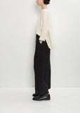 Stretch Wool Cotton Wide Trousers