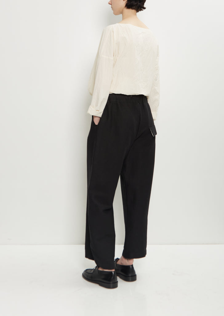 Stretch Wool Cotton Wide Trousers