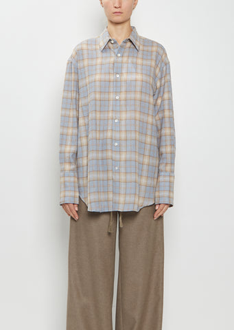 Airy Wool Flannel Shirt — Light Blue