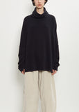 Stretch Jersey Turtleneck Sweater — Black
