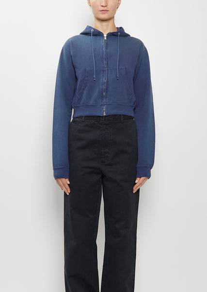 Dyed Pima Cotton Zip Sweatshirt — Light Navy – La Garçonne
