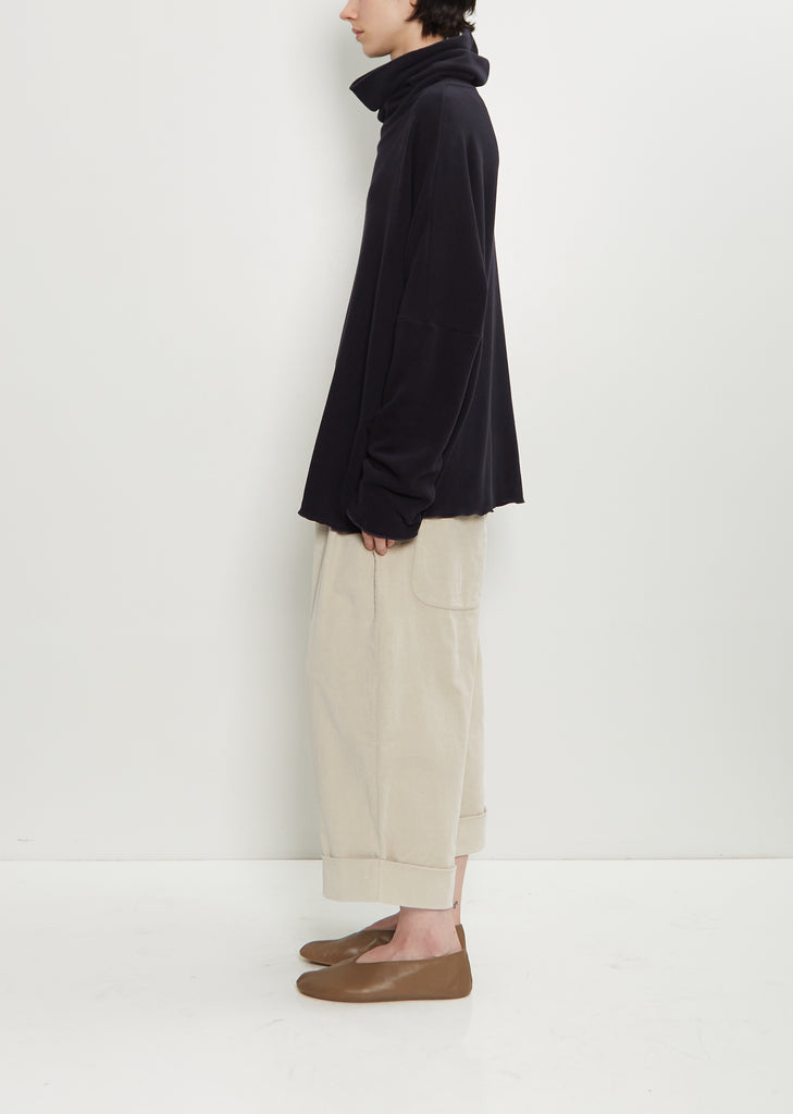 Stretch Jersey Turtleneck Sweater — Black