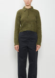 Brushed Mohair Knit Polo — Olive