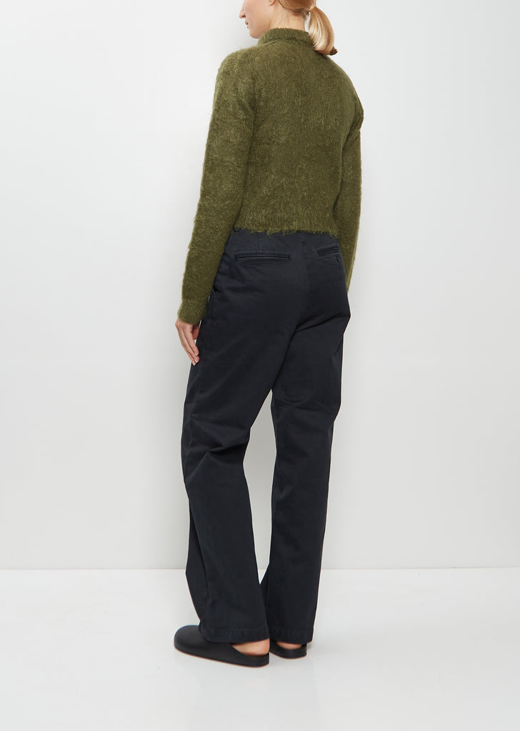 Brushed Mohair Knit Polo — Olive