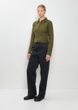Brushed Mohair Knit Polo — Olive