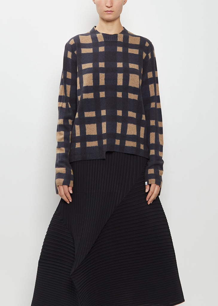 Hand-Dyed Wool Cashmere Silk Pullover — Navy
