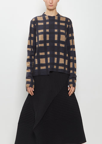Hand-Dyed Wool Cashmere Silk Pullover — Navy