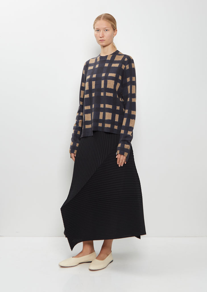Hand-Dyed Wool Cashmere Silk Pullover — Navy
