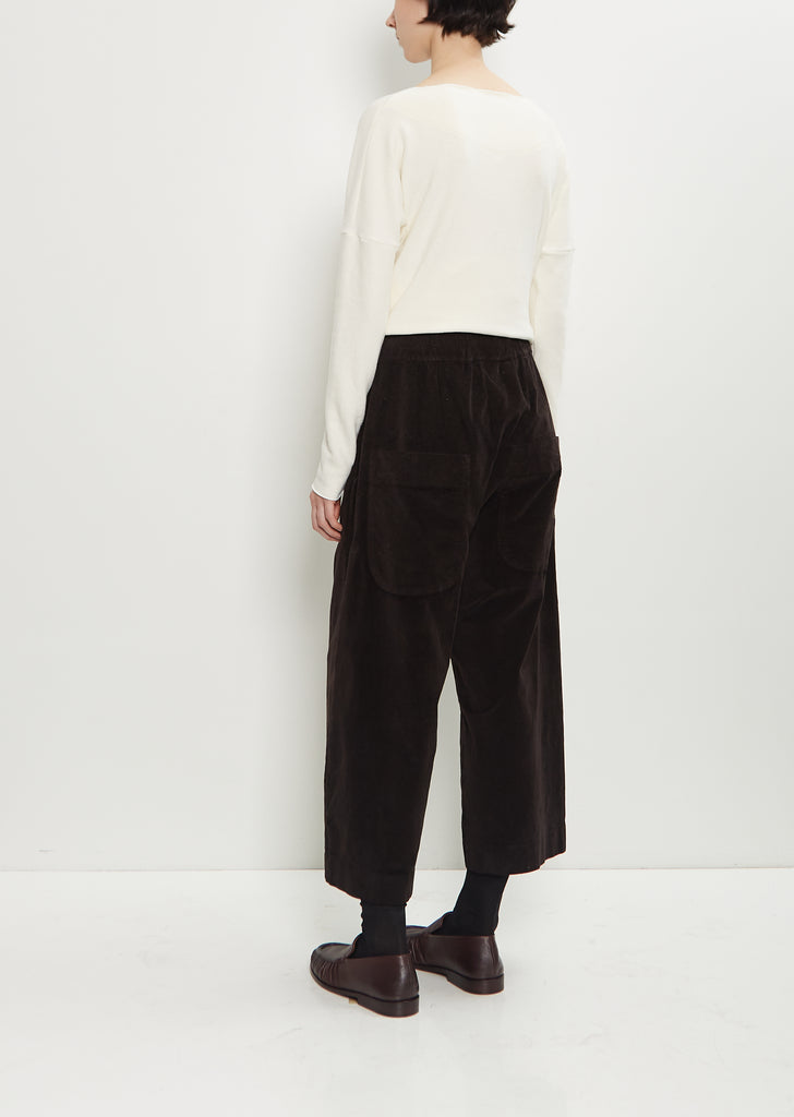 Velvet Cropped Wide Trousers — Chocolate