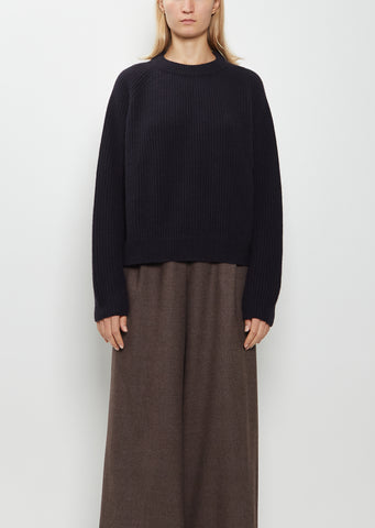Ribbed Cashmere Sweater — Midnight