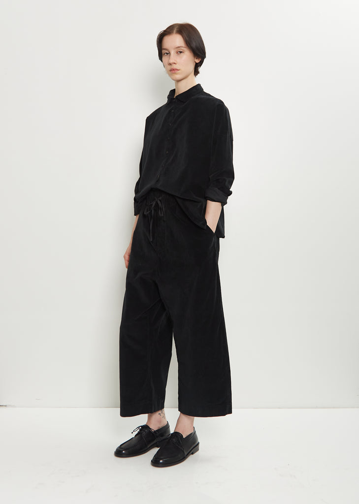 Velvet Short Collar Shirt — Black