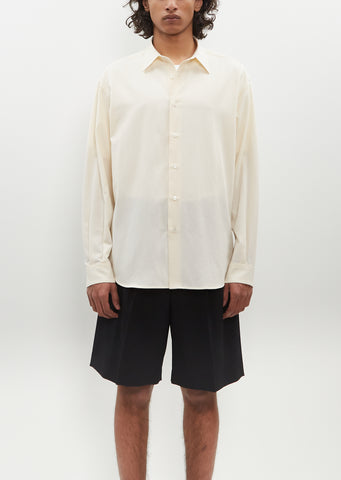 Hard Twist Cotton Silk Viyella Shirt — Ivory