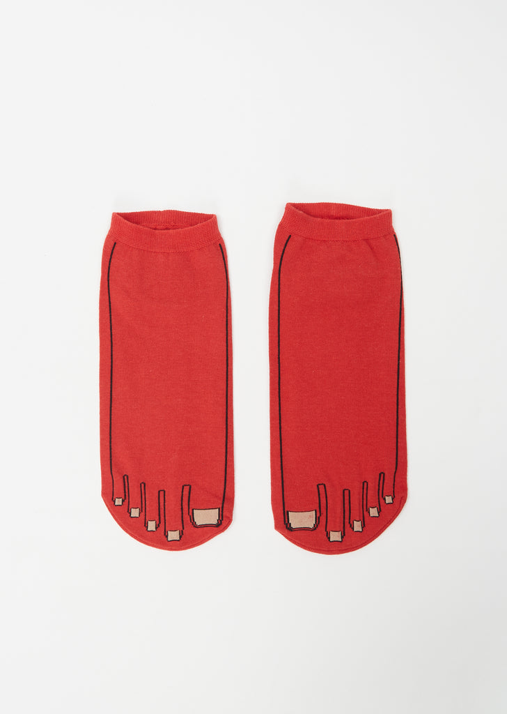 Nail Short Socks — Red