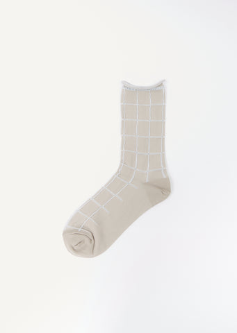 Plaid Socks — Beige