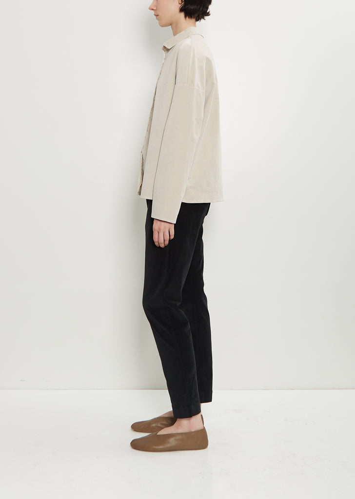 Velvet Short Collar Shirt — Oatmeal
