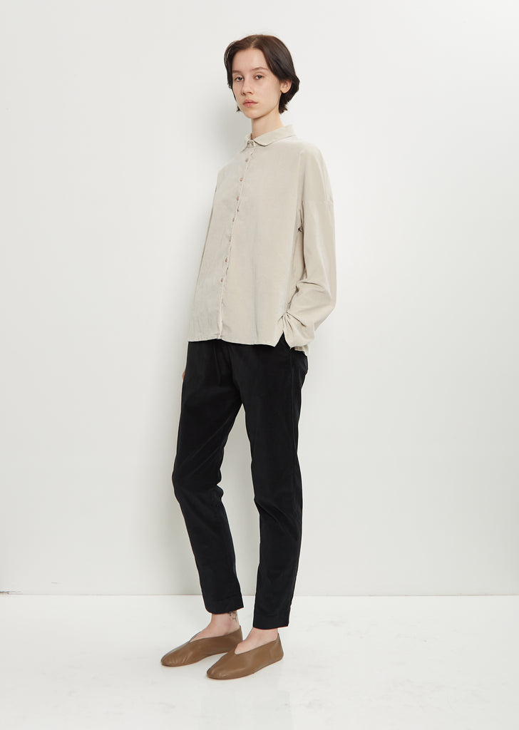 Velvet Short Collar Shirt — Oatmeal