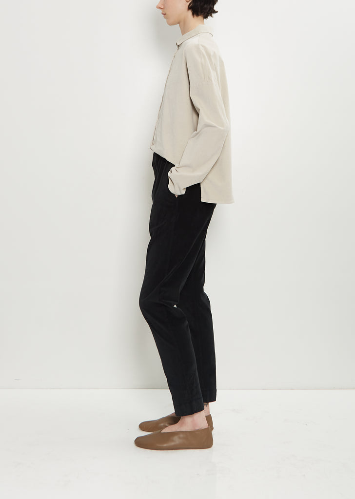 Velvet Slim Trousers — Black