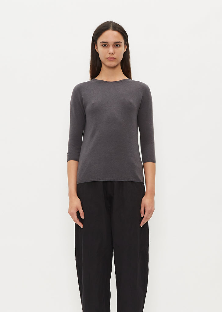 3/4 Sleeve Cashmere T-Shirt — Dark Grey