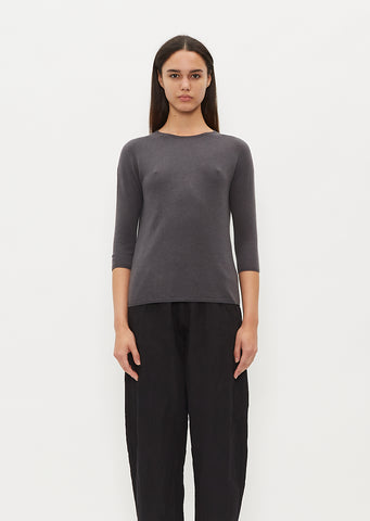 3/4 Sleeve Cashmere T-Shirt — Dark Grey