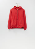 Vintage Zip Cotton Sweat Hoodie — Red