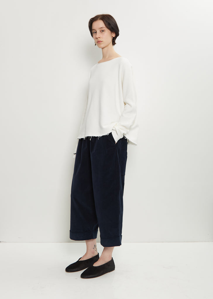 Heavy Jersey Raw Edge Sweater — Milk